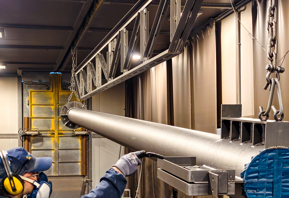In-line sandblasting